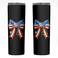 Funny 4th Of July Nurse American Flag Coquette Bow Skinny Tumbler - Wonder Print Shop