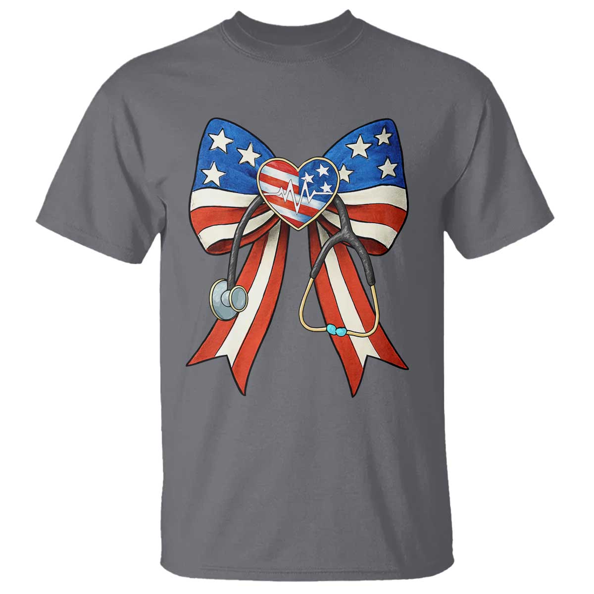 Funny 4th Of July Nurse American Flag Coquette Bow T Shirt - Wonder Print Shop
