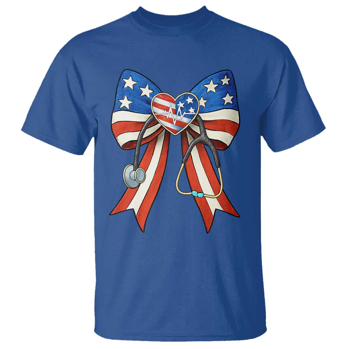 Funny 4th Of July Nurse American Flag Coquette Bow T Shirt - Wonder Print Shop