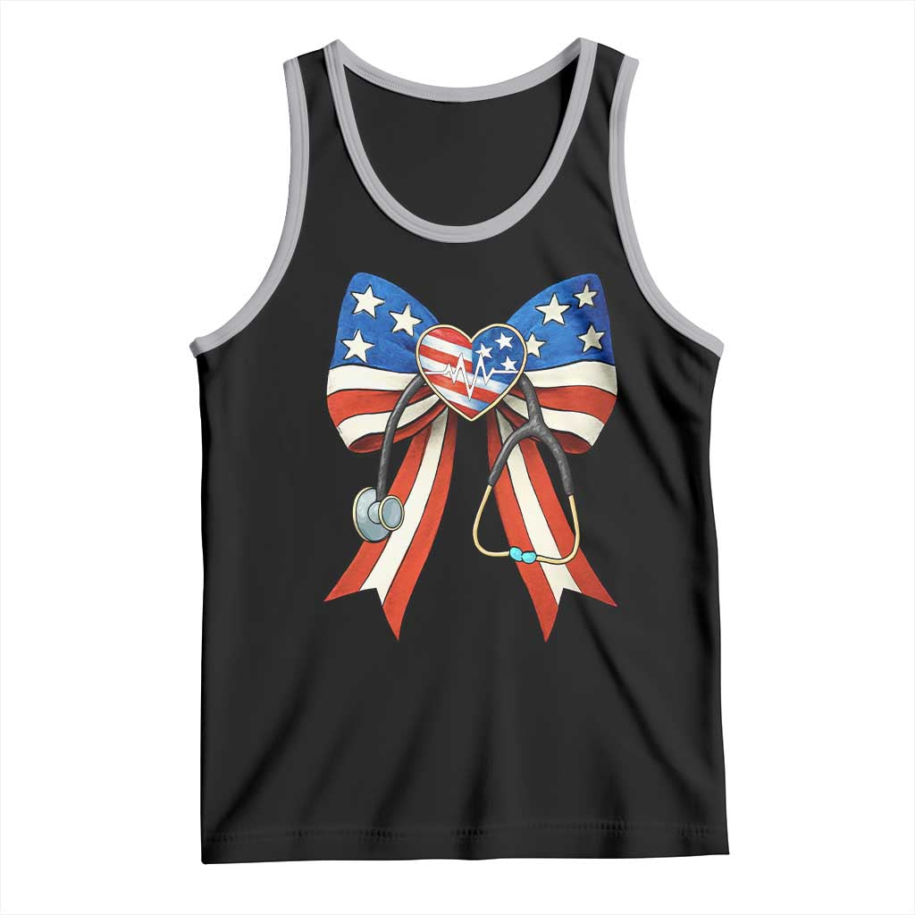 Funny 4th Of July Nurse American Flag Coquette Bow Tank Top - Wonder Print Shop