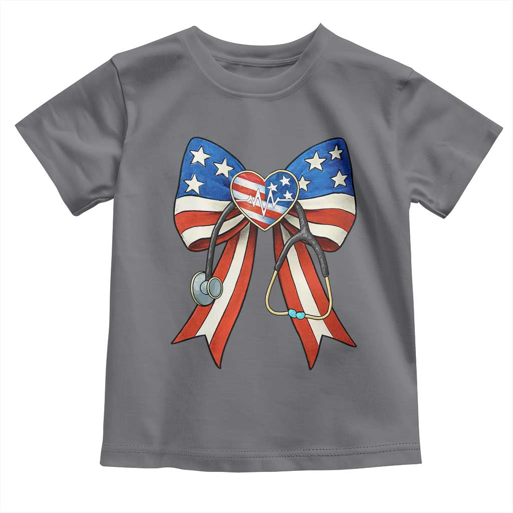 Funny 4th Of July Nurse American Flag Coquette Bow Toddler T Shirt - Wonder Print Shop