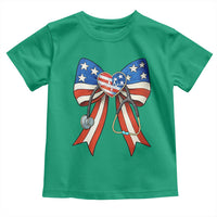 Funny 4th Of July Nurse American Flag Coquette Bow Toddler T Shirt - Wonder Print Shop