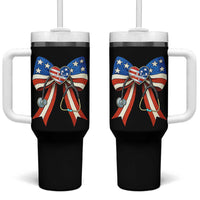 Funny 4th Of July Nurse American Flag Coquette Bow Tumbler With Handle - Wonder Print Shop