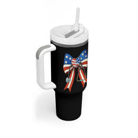 Funny 4th Of July Nurse American Flag Coquette Bow Tumbler With Handle - Wonder Print Shop
