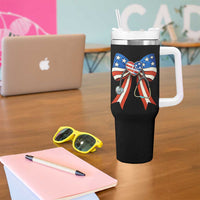 Funny 4th Of July Nurse American Flag Coquette Bow Tumbler With Handle - Wonder Print Shop