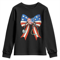 Funny 4th Of July Nurse American Flag Coquette Bow Youth Sweatshirt - Wonder Print Shop