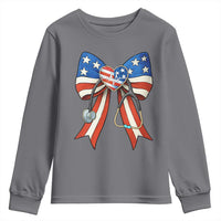 Funny 4th Of July Nurse American Flag Coquette Bow Youth Sweatshirt - Wonder Print Shop