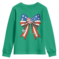 Funny 4th Of July Nurse American Flag Coquette Bow Youth Sweatshirt - Wonder Print Shop