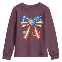 Funny 4th Of July Nurse American Flag Coquette Bow Youth Sweatshirt - Wonder Print Shop