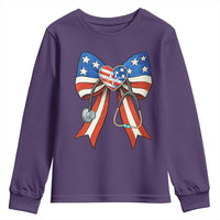 Funny 4th Of July Nurse American Flag Coquette Bow Youth Sweatshirt - Wonder Print Shop