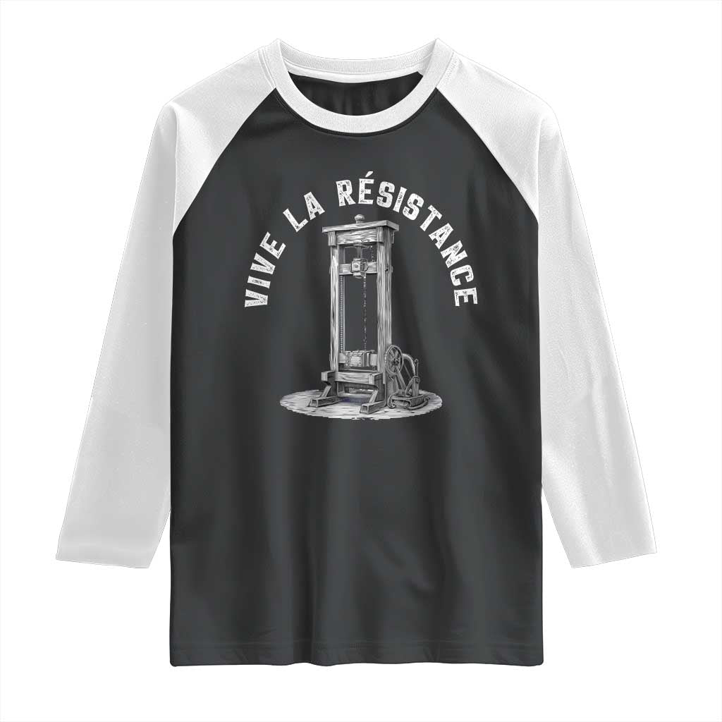 Funny Vive La Resistance Raglan Shirt Femme Feminist Vintage Guillotine - Wonder Print Shop