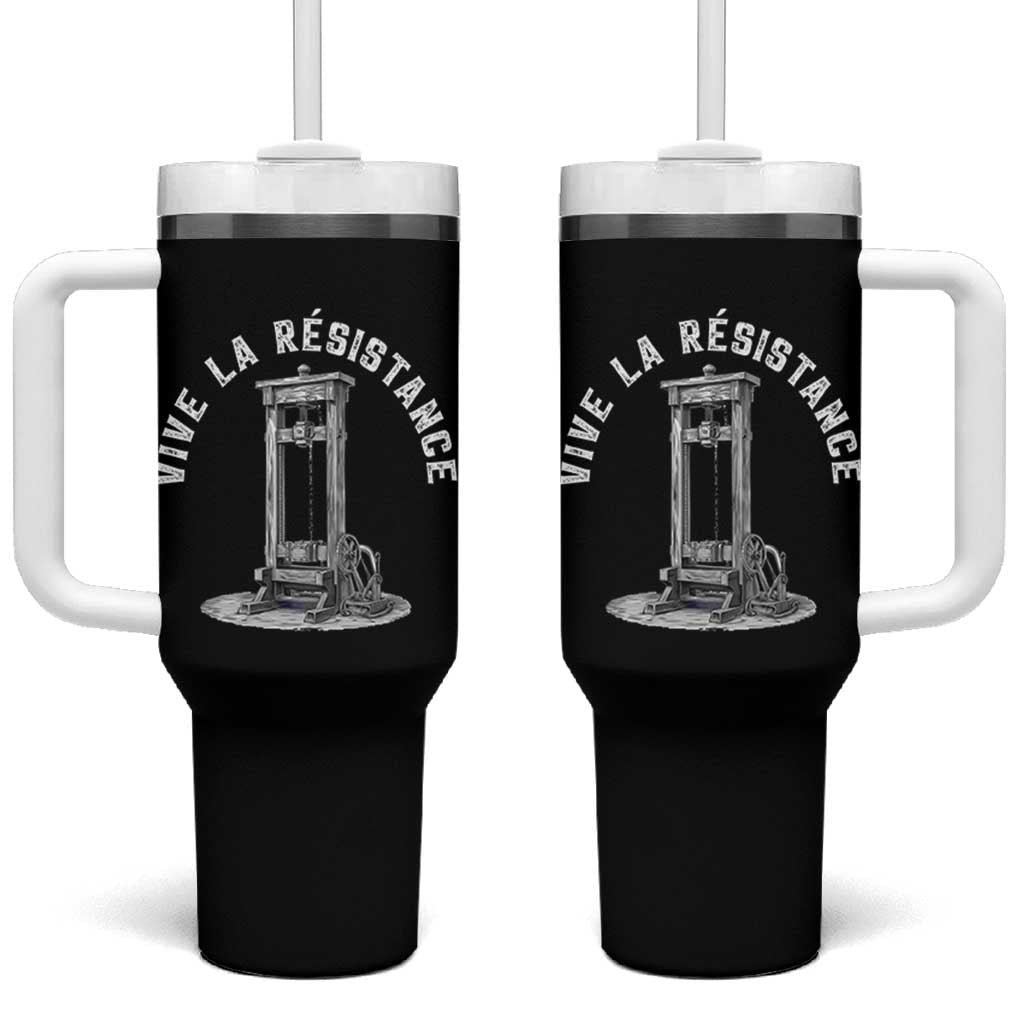 Funny Vive La Resistance Tumbler With Handle Femme Feminist Vintage Guillotine - Wonder Print Shop