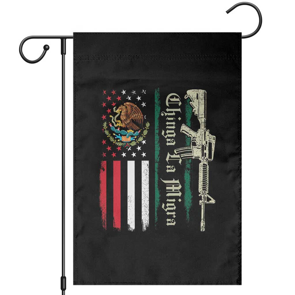 Funny Chinga La Migra Garden Flag Gun Vintage Mexican Flag - Wonder Print Shop