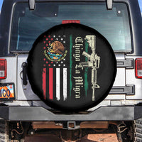Funny Chinga La Migra Spare Tire Cover Gun Vintage Mexican Flag - Wonder Print Shop
