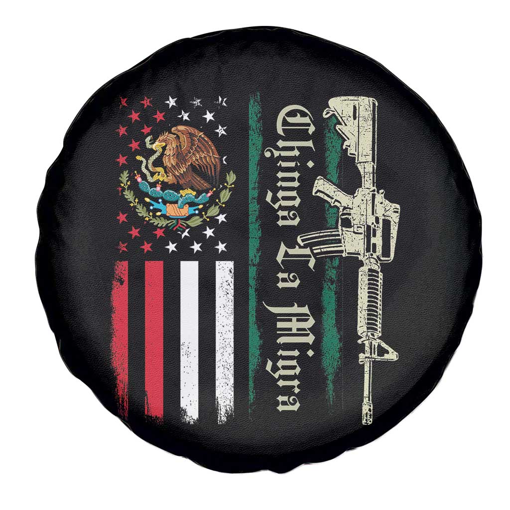 Funny Chinga La Migra Spare Tire Cover Gun Vintage Mexican Flag - Wonder Print Shop