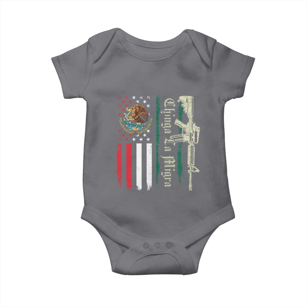 Funny Chinga La Migra Baby Onesie Gun Vintage Mexican Flag - Wonder Print Shop