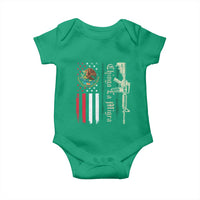 Funny Chinga La Migra Baby Onesie Gun Vintage Mexican Flag - Wonder Print Shop