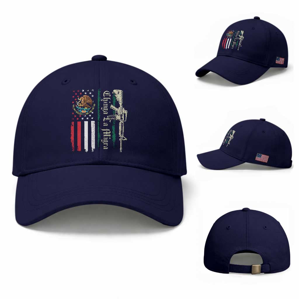 Funny Chinga La Migra Baseball Cap Gun Vintage Mexican Flag