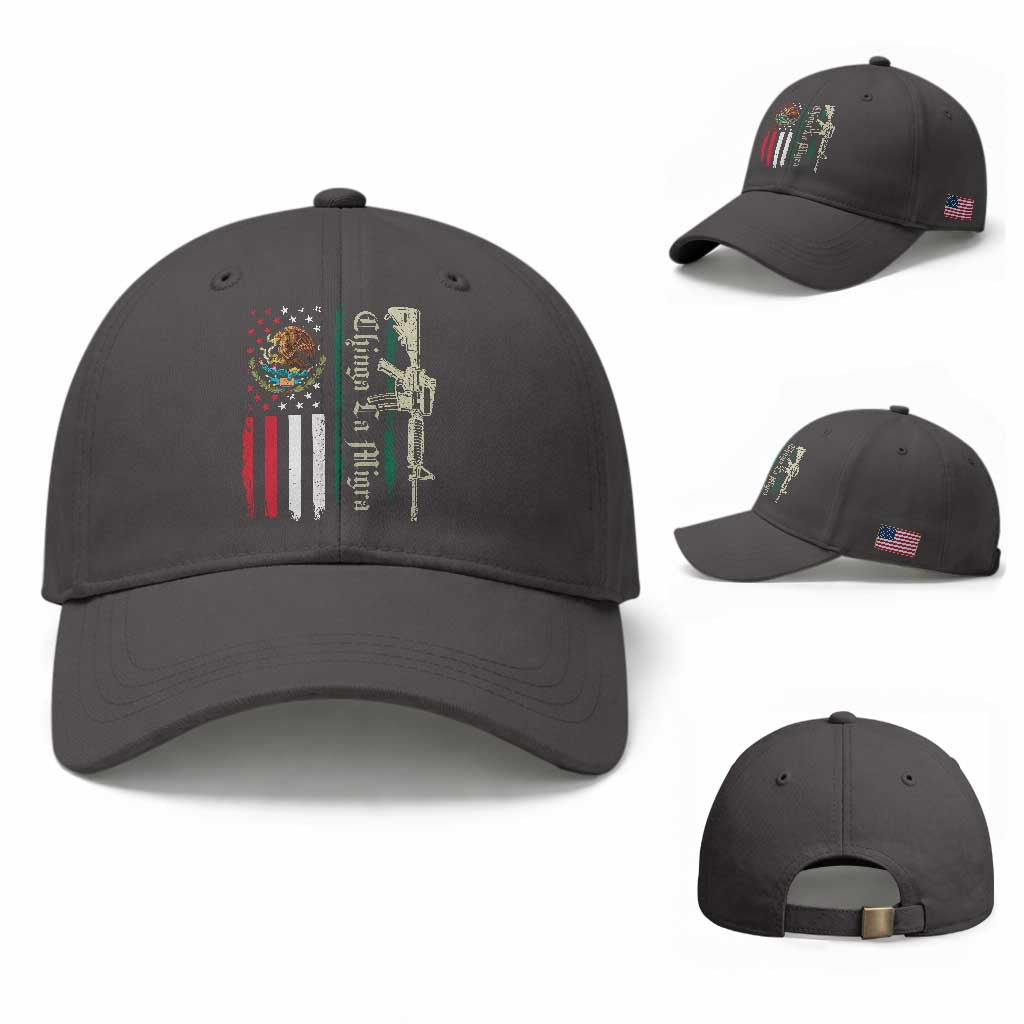 Funny Chinga La Migra Baseball Cap Gun Vintage Mexican Flag