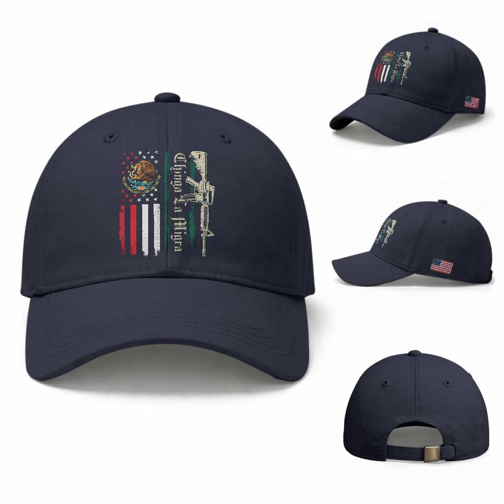 Funny Chinga La Migra Baseball Cap Gun Vintage Mexican Flag
