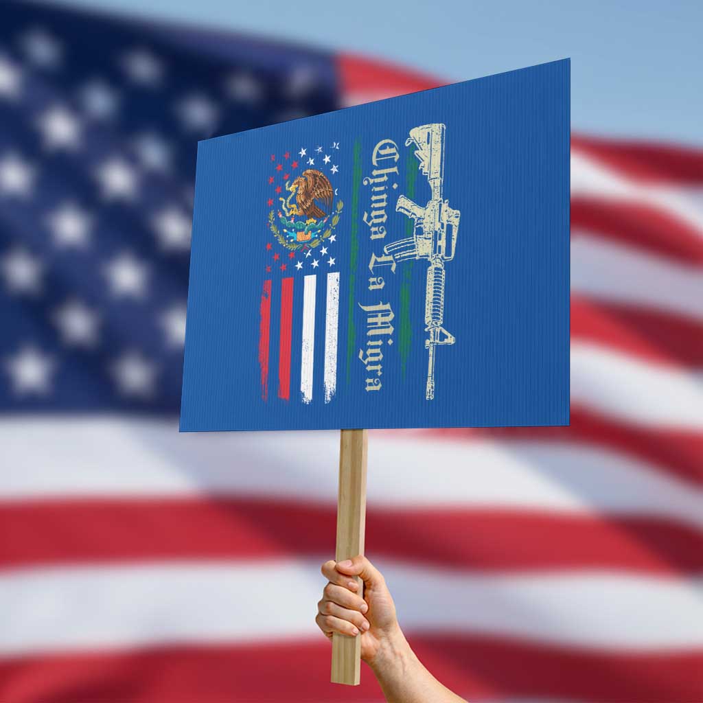 Funny Chinga La Migra Protest Sign Gun Vintage Mexican Flag - Wonder Print Shop