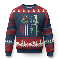 Funny Chinga La Migra Ugly Christmas Sweater Gun Vintage Mexican Flag - Wonder Print Shop