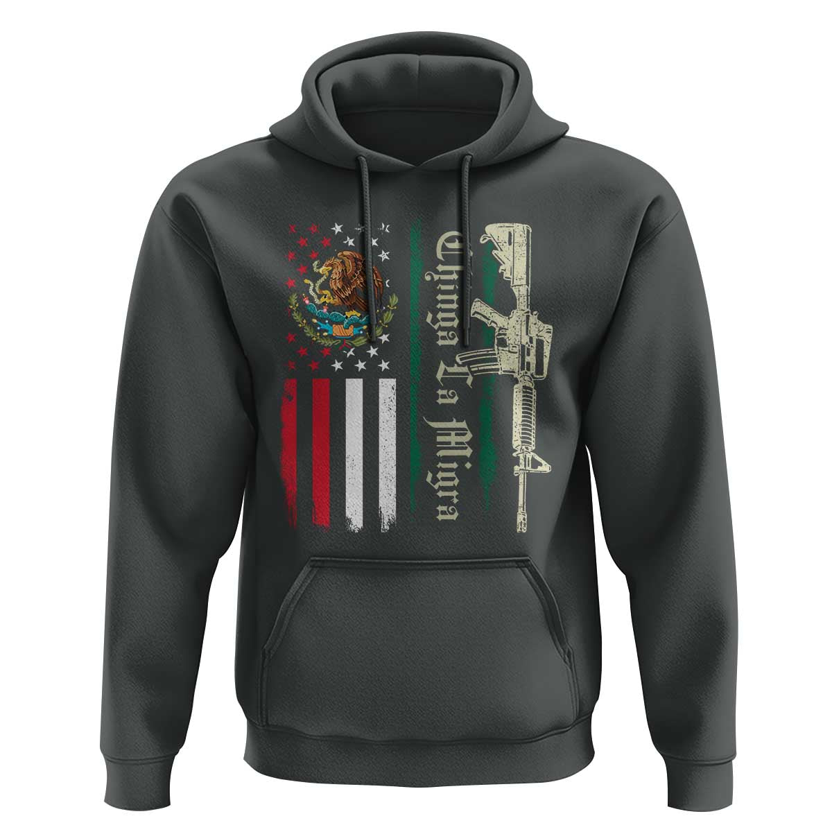 Funny Chinga La Migra Hoodie Gun Vintage Mexican Flag - Wonder Print Shop