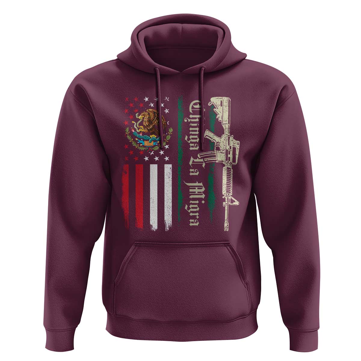 Funny Chinga La Migra Hoodie Gun Vintage Mexican Flag - Wonder Print Shop
