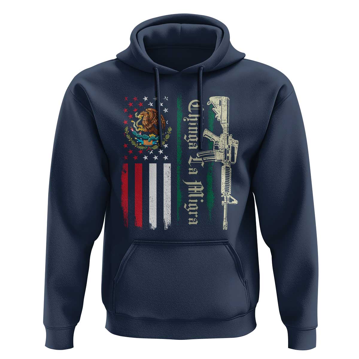 Funny Chinga La Migra Hoodie Gun Vintage Mexican Flag - Wonder Print Shop