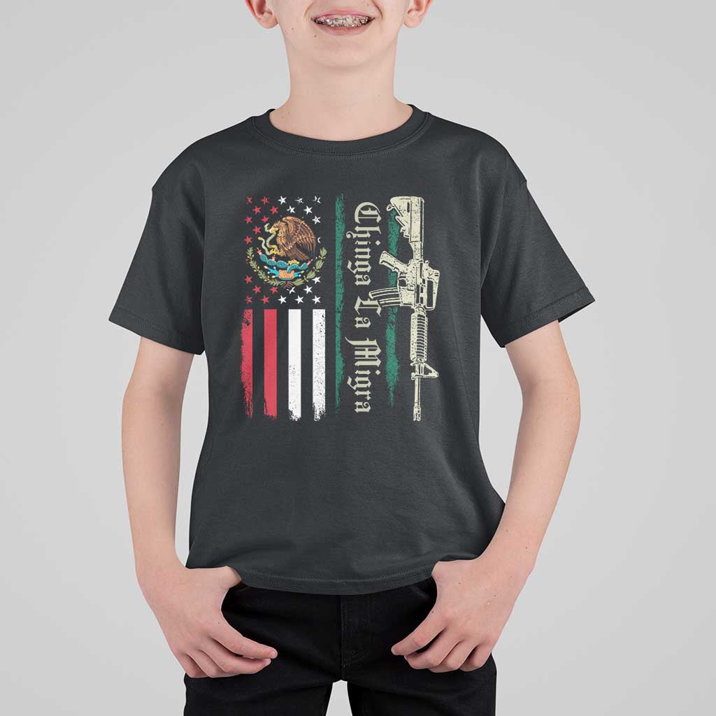 Funny Chinga La Migra T Shirt For Kid Gun Vintage Mexican Flag - Wonder Print Shop