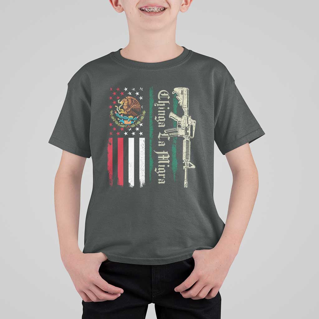 Funny Chinga La Migra T Shirt For Kid Gun Vintage Mexican Flag - Wonder Print Shop