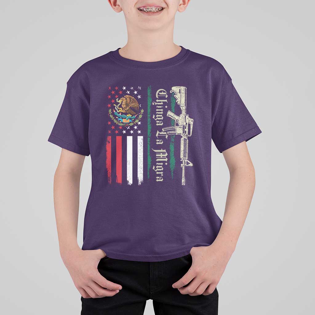 Funny Chinga La Migra T Shirt For Kid Gun Vintage Mexican Flag - Wonder Print Shop