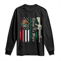 Funny Chinga La Migra Long Sleeve Shirt Gun Vintage Mexican Flag - Wonder Print Shop