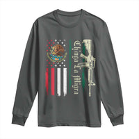 Funny Chinga La Migra Long Sleeve Shirt Gun Vintage Mexican Flag - Wonder Print Shop