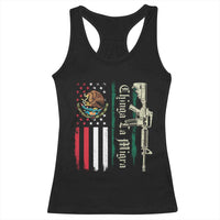 Funny Chinga La Migra Racerback Tank Top Gun Vintage Mexican Flag - Wonder Print Shop