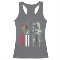 Funny Chinga La Migra Racerback Tank Top Gun Vintage Mexican Flag - Wonder Print Shop