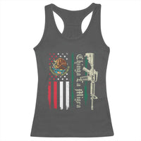 Funny Chinga La Migra Racerback Tank Top Gun Vintage Mexican Flag - Wonder Print Shop