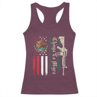 Funny Chinga La Migra Racerback Tank Top Gun Vintage Mexican Flag - Wonder Print Shop