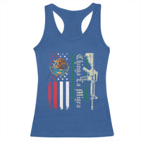 Funny Chinga La Migra Racerback Tank Top Gun Vintage Mexican Flag - Wonder Print Shop