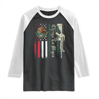 Funny Chinga La Migra Raglan Shirt Gun Vintage Mexican Flag - Wonder Print Shop