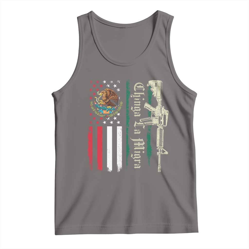 Funny Chinga La Migra Tank Top Gun Vintage Mexican Flag - Wonder Print Shop