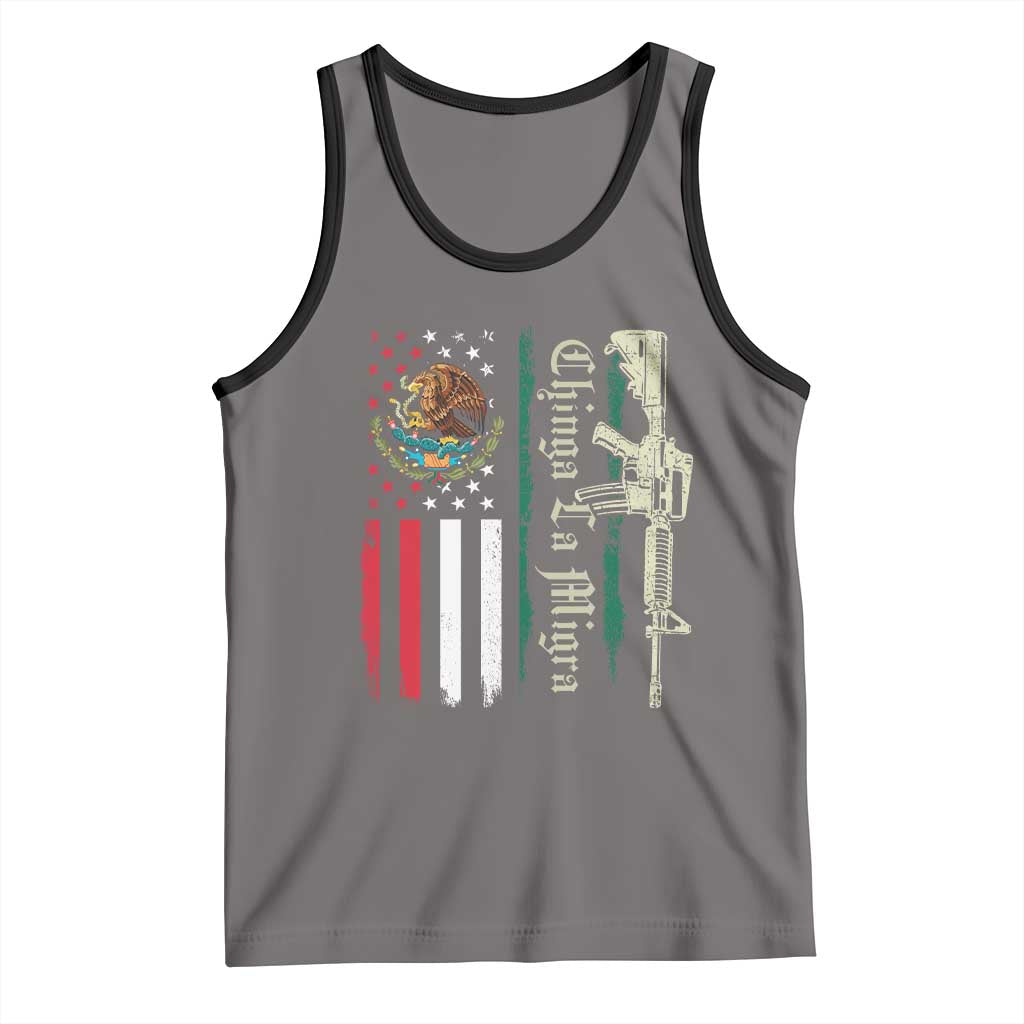 Funny Chinga La Migra Tank Top Gun Vintage Mexican Flag - Wonder Print Shop