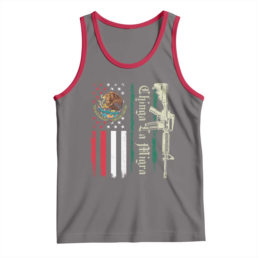 Funny Chinga La Migra Tank Top Gun Vintage Mexican Flag - Wonder Print Shop