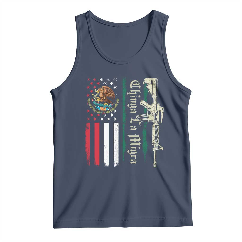 Funny Chinga La Migra Tank Top Gun Vintage Mexican Flag - Wonder Print Shop