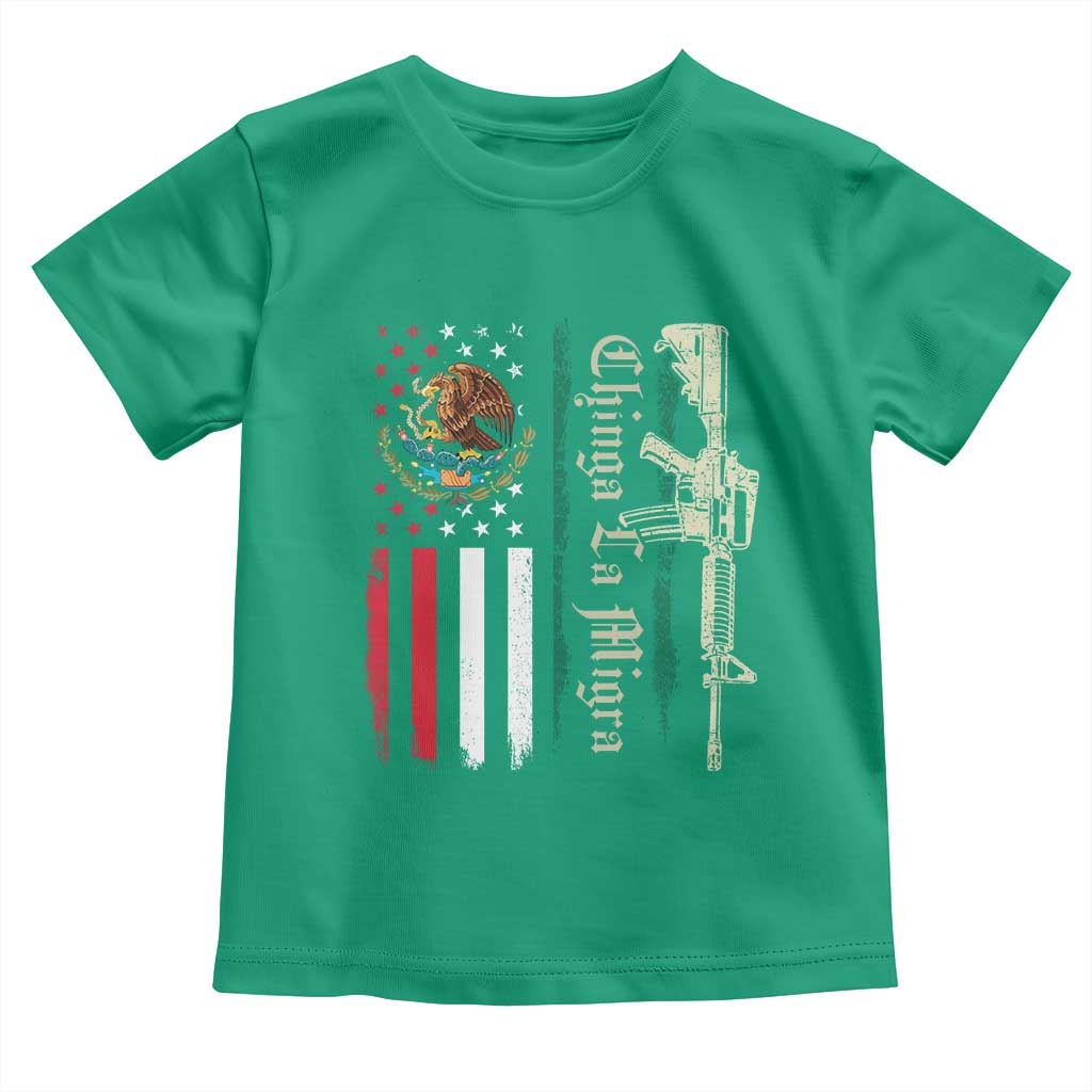 Funny Chinga La Migra Toddler T Shirt Gun Vintage Mexican Flag - Wonder Print Shop