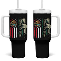 Funny Chinga La Migra Tumbler With Handle Gun Vintage Mexican Flag - Wonder Print Shop