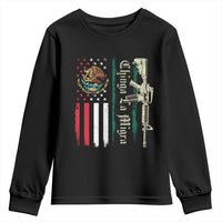 Funny Chinga La Migra Youth Sweatshirt Gun Vintage Mexican Flag - Wonder Print Shop