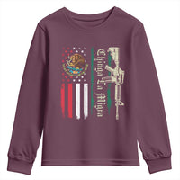 Funny Chinga La Migra Youth Sweatshirt Gun Vintage Mexican Flag - Wonder Print Shop