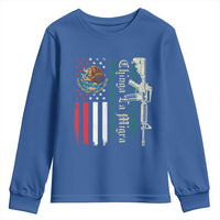 Funny Chinga La Migra Youth Sweatshirt Gun Vintage Mexican Flag - Wonder Print Shop