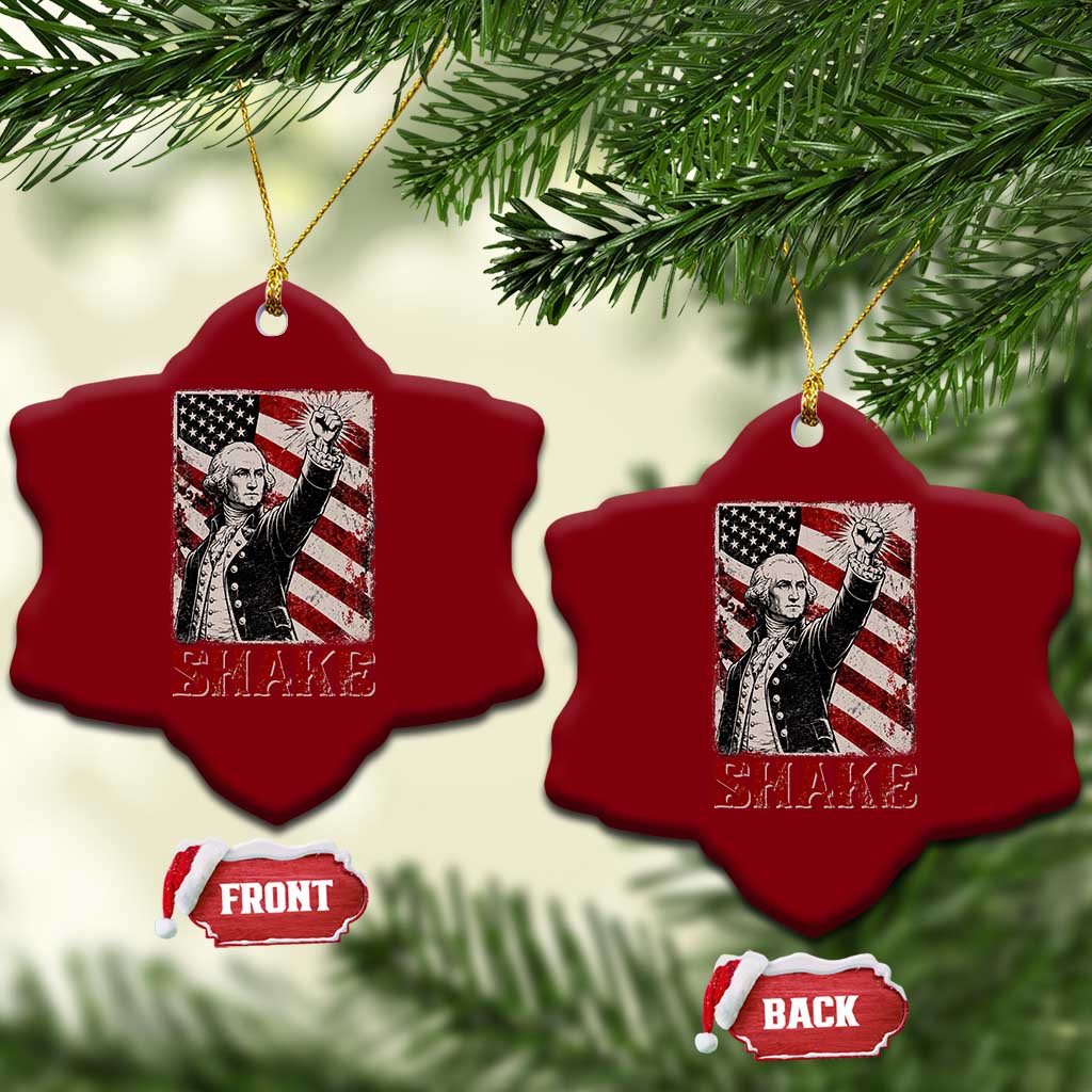 Shake And Bake George Washington 4th of July Couple Matching Ceramic Ornament